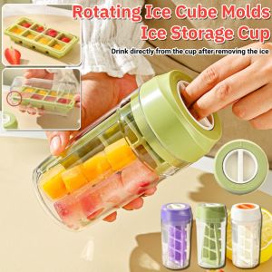 2 In 1 Rotating Ice Cube Molds Portable Ice Ball Maker Bottle Large Capacity Ice Storage Cups Ice Water Bottle DIY Kitchen Tool Kettle