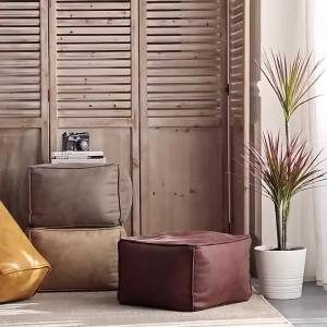 Otautau plus big faux leather ottoman pouf stool with filling bean bag footrest footstool corner door side seat futon frameless