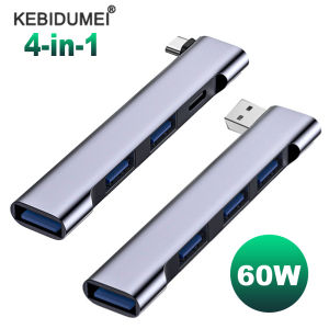 Kebidumei | 4-in-1 USB C HUB 3.0 PD 60W Type C 3.1 Multi Ports USB Splitter OTG Adapter USB HUB For Xiaomi Lenovo Macbook Pro 13 15 Air Pro