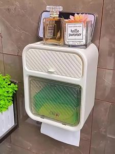 【Fast delivery】Wall Mounted Toilet Paper Holder For Storing Roll Paper Waterproof Storage Box Bathroom Tissue Box