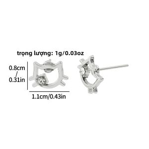 Takara Tomy | Hello Kitty Hollow-out Head Portrait Ear Studs Thời Trang Hoạt Hình Trang Sức Phụ Kiện Cho Bé Gái Quà Tặng Độc Đáo Kim Loại Cosplay Bông Tai