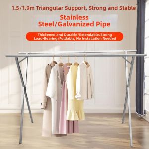 Foldable Floor-standing Stainless Steel Drying Rack