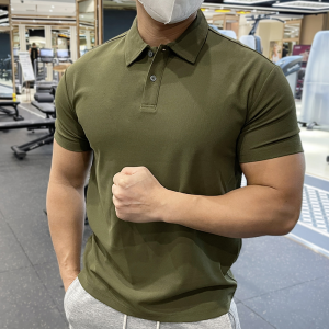 Fitness Trainer Casual Fashionable Short Sleeve Polo Shirt Muscle Mens Sport T-Shirt Collared Short Sleeve Breathable Wear Resistant