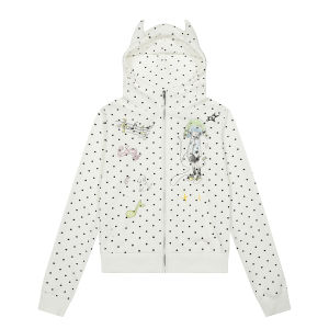 American Y2K Dots Cartoon Girl Hooded Fitted Versatile Sweater