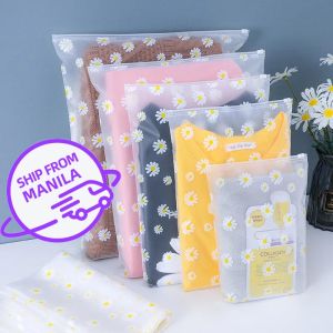 Daisy Printed Transparent Storage Bag Waterproof Travel Bag Clothes Underwear Sub-packing Zip-lock Pouch Bag