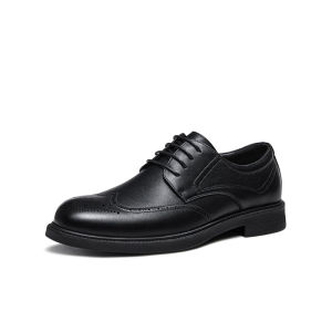 Camel Mens Oxford Shoes Spring New Style Heightening Derby Shoes Wedding Formal Business Leather Shoes round Toe mid Heel
