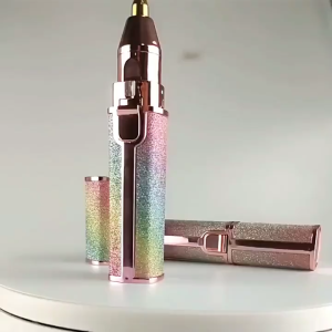 2 In 1 Portable Electric Eyebrow Trimmer Mini Removal Painless Facial Hair Remover Women Shaver Bikini Hair Razor Epilator Female Body Facial Lipstick Shape Hair Removal