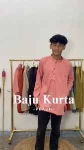 Brand Sempurna Kurta Raya Warna Peach Modern Slim Fit Cotton Sedondon Baju Raya - ( D001K ) KD