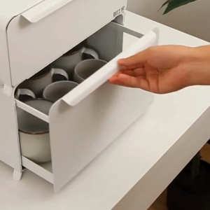 [SG Seller] Kitchen Pantry Pull-Out Drawer Stackable and Space-Saving White Kitchen Rack/ Kitchen Drawer Organiser Rack By Thehomeshoppe SG