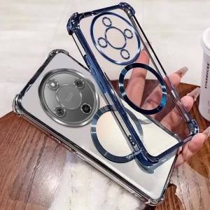 Luxury Plating Edge Transparent Phone Case For Huawei Pura 90s Pro Max 90s Pro 80 Shockproof Magnetic Shockproof Protector Cover