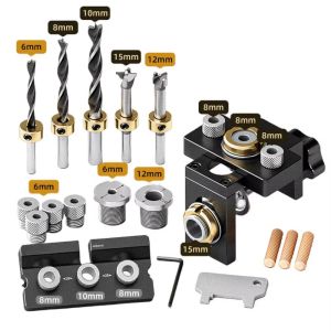JIGHOLE | 3-in-1 Adjustable Mortise and Tenon Locator Aluminum Hole Drill Guide and Multifunctional Precision Woodworking Fixture