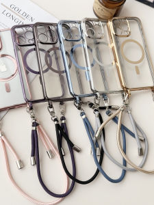 Transparent Magnetic Absorption Charging Mobile Phone Case with Lanyard Crossbody Strap for  15Pro 14 13Promax 12 11p Womens Model 2023 New Design
