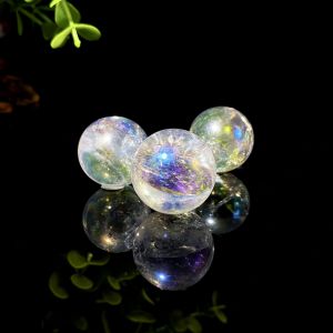 Random 1PC High Quality Aura Clear quartz Small Sphere Decoration Natural Crystal Raw Stone Birthday gift Scene decoration.