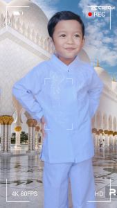 Setelan Baju Koko Anak Putih Bordir Tanpa Peci Umur 4 - 9 Tahun / Setelan Baju Koko Anak Terlaris