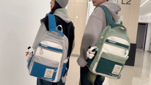 กระเป๋าเป้สะพายหลังสไตล์วินเทจสำหรับผู้หญิง สำหรับผู้ชายและผู้หญิง กระเป๋านักเรียนกันน้ำ กระเป๋าใส่โน้ตบุ๊กทนสกปรก