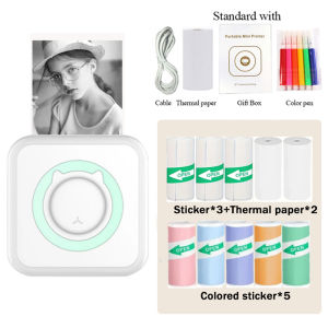 Mini Printer Inkless Sticker Maker Free Cut Small Pocket Printer Portable Thermal Printer for Photo Journal Notes Memo