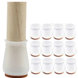16pcs Silicone Table Chair Leg Cap Felt  Anti-slip Furniture Wood Floor From Scratches Protector Covers and Noise Table Legs Pad