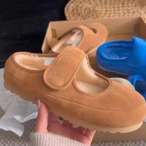 Brand Special Offer 2024 Fall and Winter New Arrival Cute Velcro Heattech Half Slippers Ugly and Cute Wool Mary Jane Fluffy Shoes