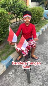 Bendera tangan Merah Putih Kain Kecil | Bendera Pawai Karnaval + Gagang Stik