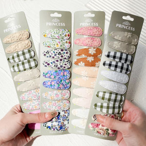10ชิ้น/เซ็ตหวานฤดูร้อนดอกไม้พิมพ์บ๊อบบี้กิ๊บพื้นฐาน S Nap เด็กผมวางคลิปผ้าฝ้ายลูกไม้ธรรมดาลายอุปกรณ์ผม
