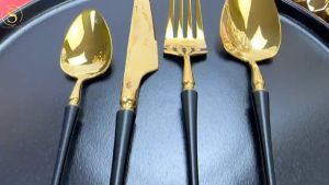 Set Dao Muỗng Nĩa Inox 304 Cao Cấp Serena Black Gold Cutlery Sang Trọng