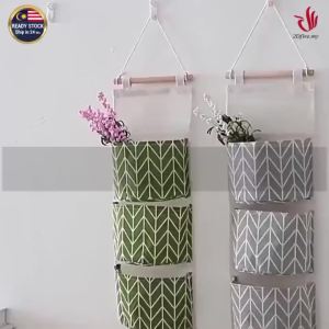 3 Pockets Layers Foldable Waterproof Wall Hanging Storage Bag Wardrobe Organizer Beg Simpanan Poket Gantung Lipat3层挂式收纳袋