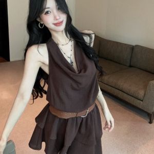 GUZILIAN | Đầm Ngắn Dây Kéo