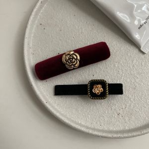Original Design French Hebe Style Velvet Hair Clip Edge Clip Duckbill Clip Barrette Tea Olive Flower Hair Accessories