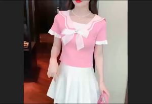 🔥[C019] Áo len thun Montoghi dệt kim QC cổ thủy thủ CÀI NƠ TAY BÈO Quảng Châu - kholenqc