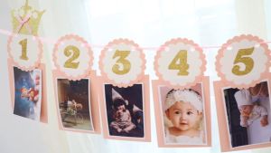 Elegant Gold & Peach 1st Birthday Banner for Boys or Girls - Newborn to 12 Months Party Decoration