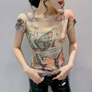 เสื้อยืดผู้หญิง REHIN สำหรับผ้าฝ้าย S-3XL ยังยืดหยุ่นในผ้าด้านในผ้า