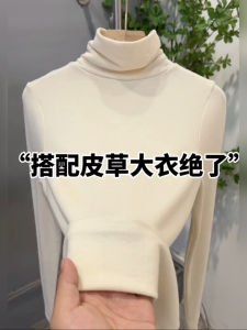 เสื้อยืดคอกลมคอสูงหนาสำหรับฤดูใบไม้ร่วงและฤดูหนาวสำหรับผู้หญิง เสื้อเชิ้ตคอกลมทรงหลวมสไตล์เกาหลี สีสันสดใส ปกโปโล