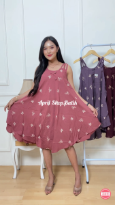 DASTER YUKENSI MOTIF MOZA TERBARU KEKINIAN 2025 DRESS MIDI WANITA SINGLET CANTIK BAJU TIDUR BUMIL