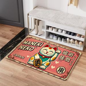 Lucky Cat Wealth Rolling Door Decoration Carpet Floor Mat Living Room Bedroom Home Carpet Living Room Bedroom Home Decoration