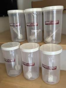 6 ใบ กระป๋องฝาเกลียว โหล พลาสติก ฝา เกลียว กระบอก พลาสติก ใส ฝา เกลียว พร้อมช้อน จัดเซ็ต 6 ใบ พลาสติกเหนียว แข็งแรง