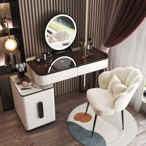 Accessible Luxury Dressing Table Small Apartment Bedroom Glass Countertop Makeup Table Modern Minimalist Stone Plate Internet Celebrity Ins Makeup Table