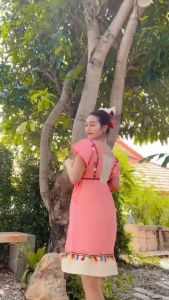 ชุดเดรสผ้าฝ้าย |ชุดดอย |ชุดพื้นเมือง|ชุดชาวเหนือ|เดรสแต่งพู่สีสันสดใสน่ารัก .ชุดพื้นเมือง