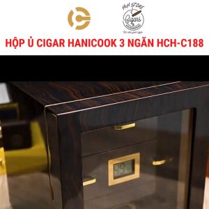 Hộp ủ Xì Gà - Tủ bảo quản Cigar 3 ngăn - 80 điếu - Gỗ Tuyết Tùng Ẩm Kế Điện Tử - HCH-C188- H2H Cigar