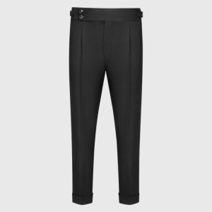Black Straight-leg Drapy Business Casual Pants 9/10-length
