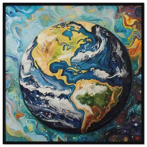 Tranh vẽ chủ đề bảo vệ môi trường trái đất. Tranh treo tường dán tường sơn dầu canvas CGI-1935
