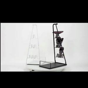 Foldable Vacuum Cleaner Stand Holder Mini Vacuum Storage Rack with Three Brush Holder Slots Suitable for Mops Brooms Vacuums Scrapers and Other Cleaning Tools