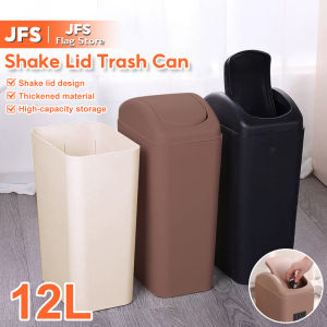 JFS  Shake Lid Trash Can Nordic Style Trash Bin Swing Cover Garbage Bin For Kitchen Bathroom Living Room