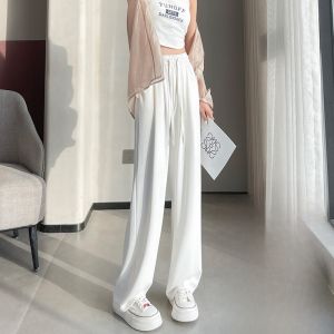 YAMIANNV | High Waist Straight Leg Ice Silk Suit Pants Womens Slim Fit Trousers Long Elegant Draping Spring Summer New Arrival