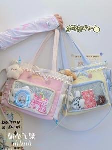 Translucent Slant Crossbody Tote Bag Womens Commuter Daily Anime Show Single Shoulder Bag Casual Horizontal Square Shape Zipper Closure