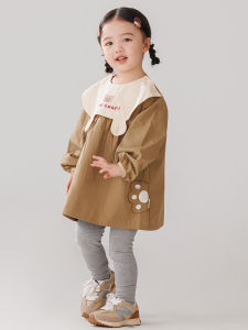 Adorable Pure Cotton Waterproof Baby Girls Eating Protection Clothes Outerwear Apron Cover up Dirt Resistant Princess Style