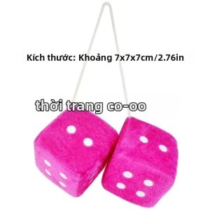 2PCS Phụ Kiện Trang Trí Nội Thất Ô Tô Bằng Nhung/lông Mềm Hình Xúc Xắc Treo Gương Chiếu Hậu 8 Màu Lựa Chọn
