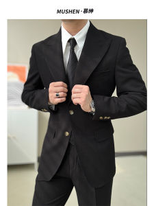 Mushen Mens Fashionable Bubble Shirt Single Buttoned Casual Suit Wide Collar Double Slit Summer Business Casual Polyester Blend