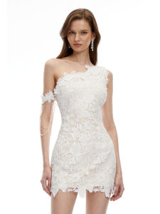 Lace One-Shoulder Unique Luxe Elegant Evening Dress