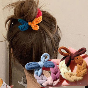 New Design Bow Hair Ties Band Colorful Hand-Woven Hair Rope For Women HIgh Elastic Scrunchies Hairband Ponytail Hair Accessories