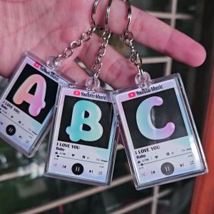 Gantungan Kunci Keychain Aesthetic Viral RAINBOW YOUTUBE MUSIC INISIAL HURUF CHROMO